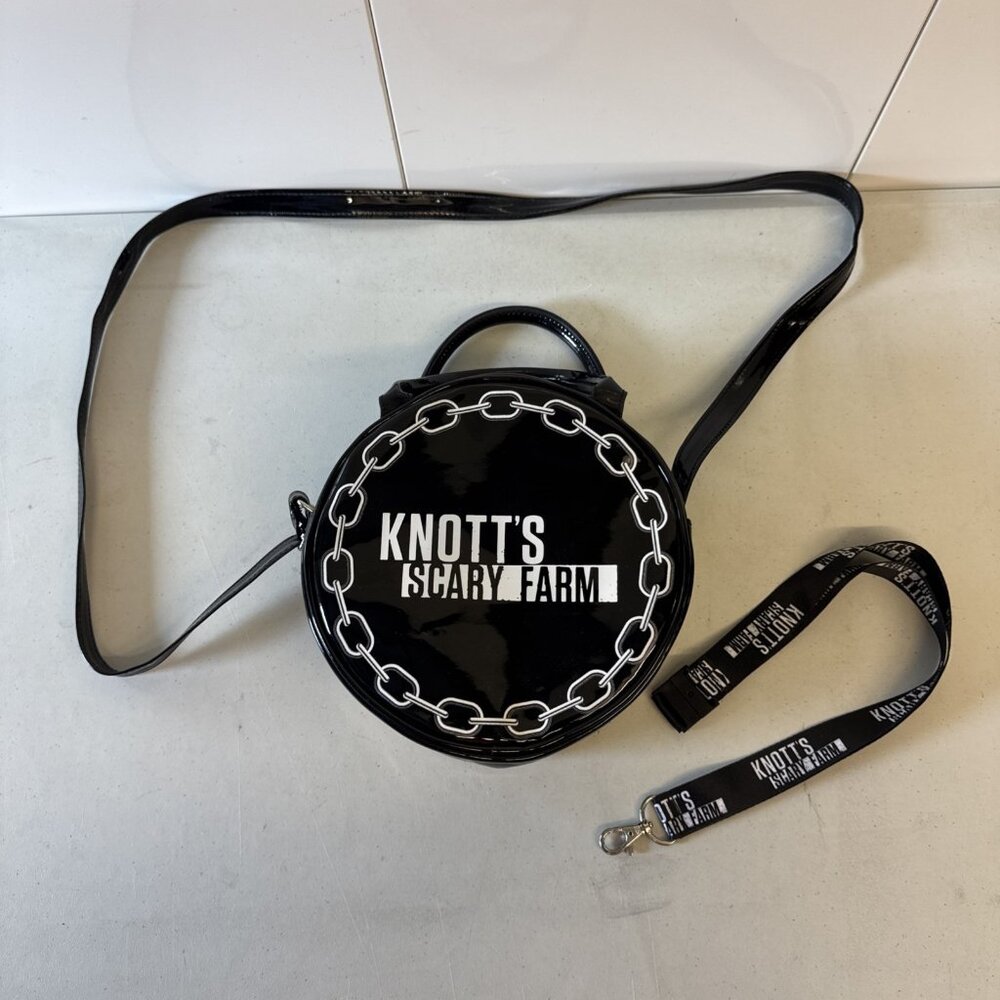 Knotts Scary Farm Purse Bag Small Black Round 8 1/2" W X 8 1/2" H X 3 1/2" D